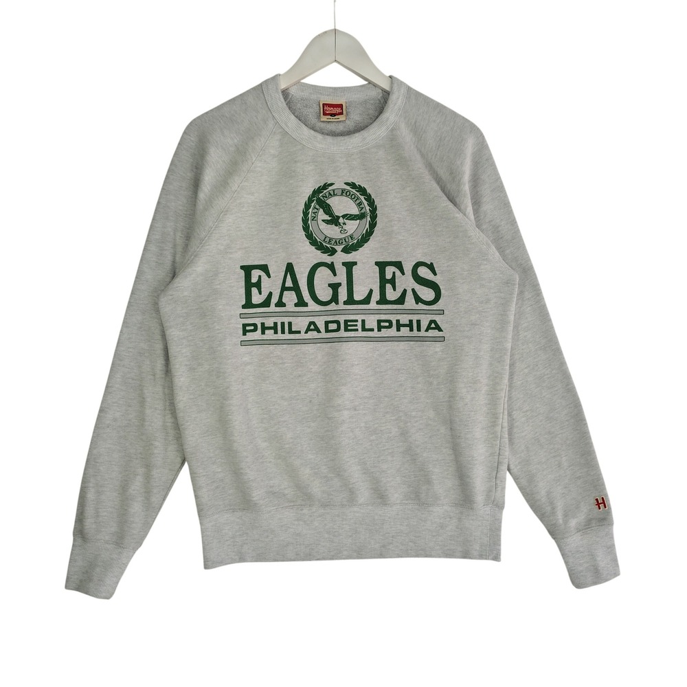 Homage Philadelphia Eagles Sweatshirt Mens Small Gray NFL Raglan Fleece Pullover